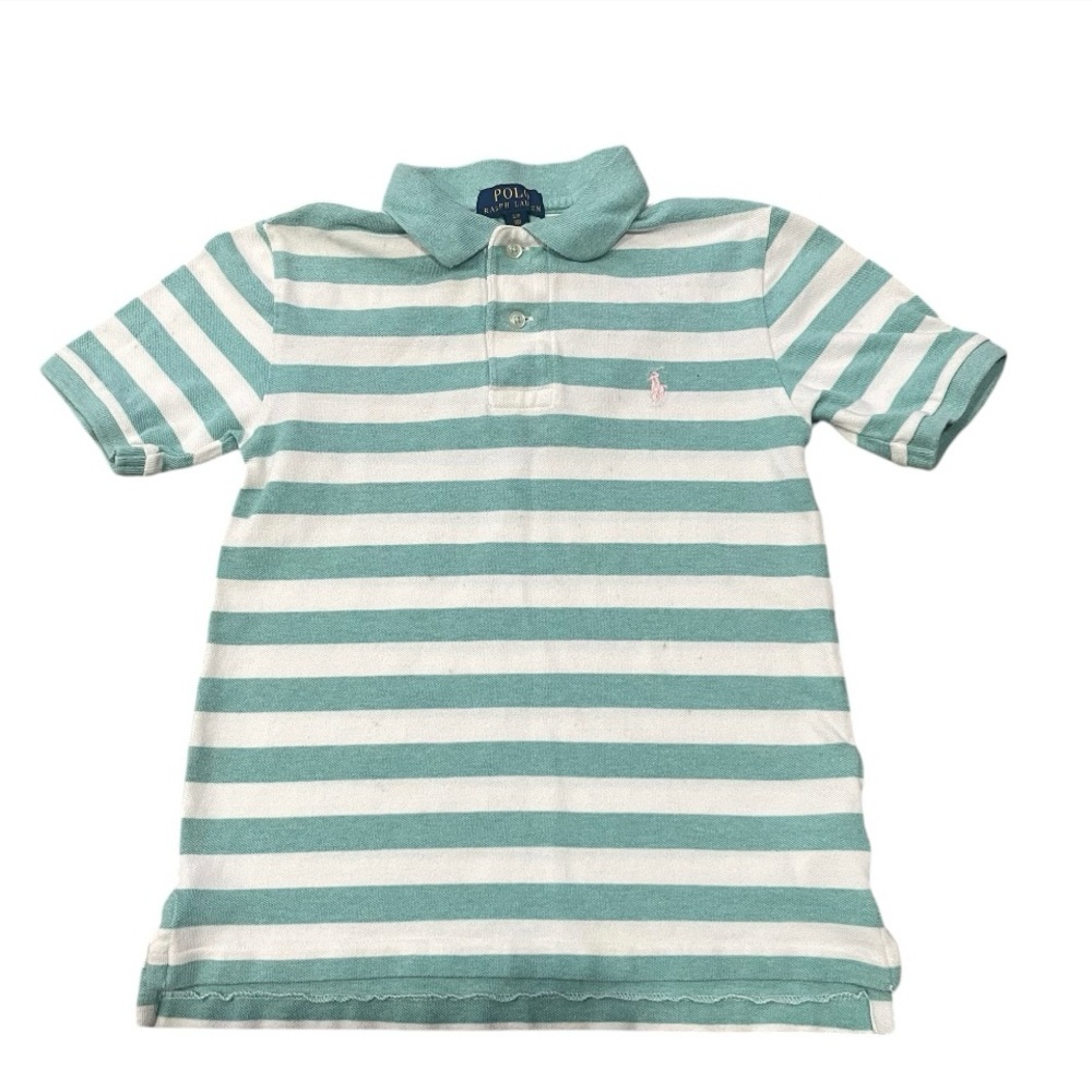 Polo Ralph Lauren Pink Pony Embroidered Logo Striped Polo Shirt Kids Boys S/P (8